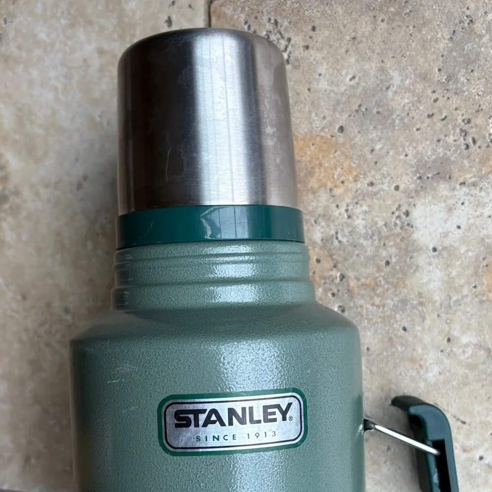 Stanley Classic Green Thermos with Silver Accents - Picture 3 of 11